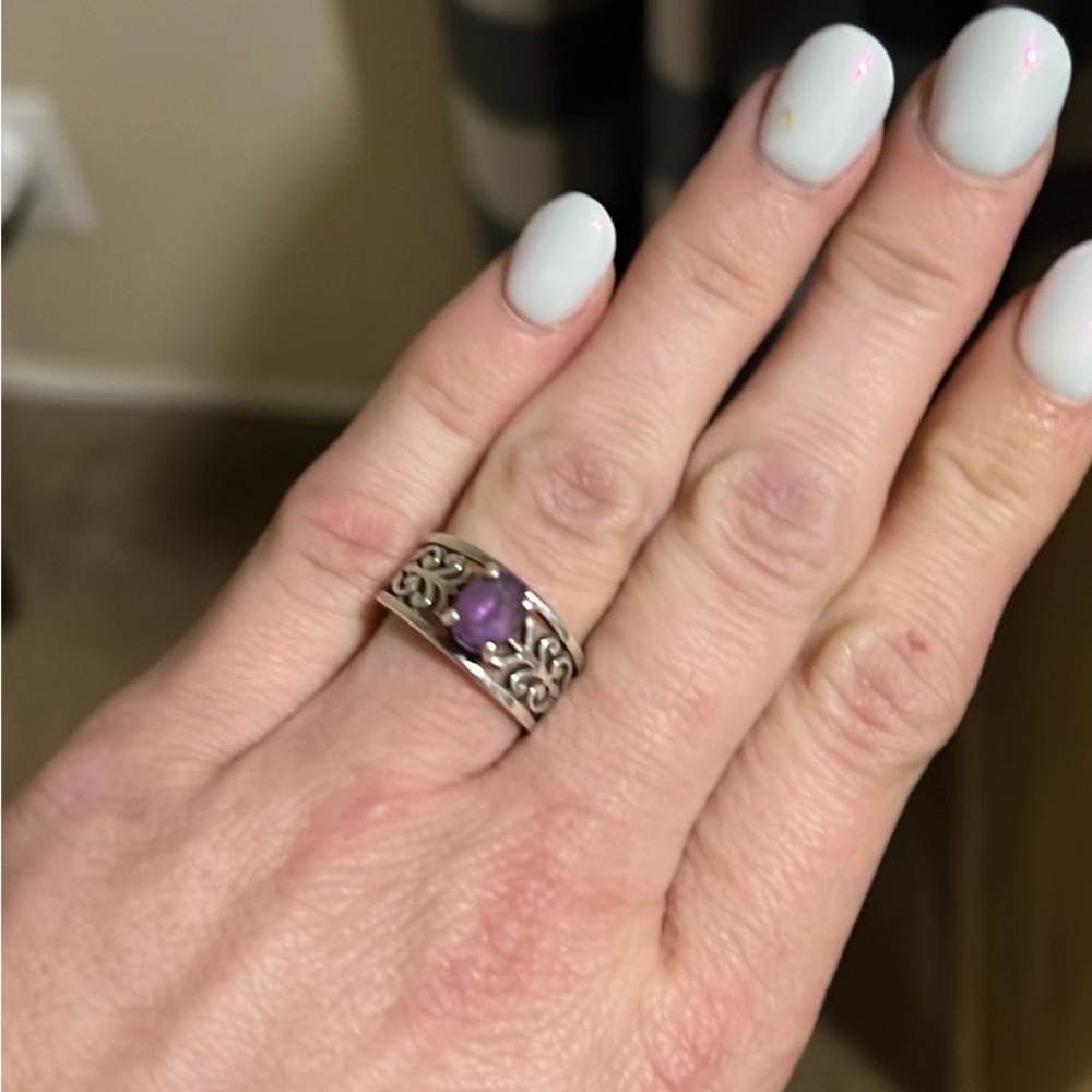 James Avery Silver Ring with Purple Stone